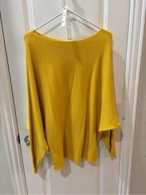 Women's Off-the-Shoulder Ribbed Sweater in Mustard